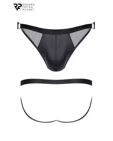 Jock strap noir wetlook et résille - Regnes