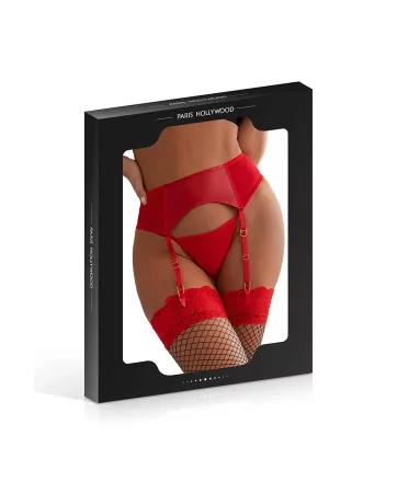 Porte-jarretelles wetlook avec string rouge