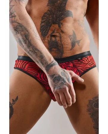 Slip type brésilien ouvert zébré rouge et noir - Regnes