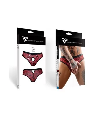Slip type brésilien ouvert zébré rouge et noir - Regnes