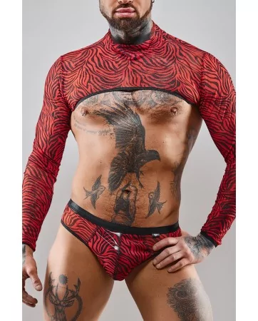 Crop top tulle zébré rouge et noir - Regnes