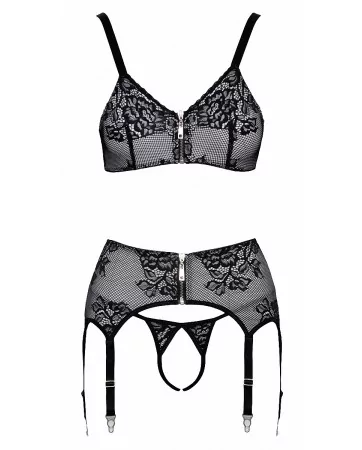 Ensemble coquin ouvert 3 pièces gris - Cottelli Lingerie