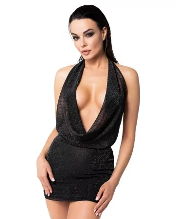 Mini robe dos nu Luminara F351 en maille pailletée