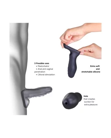 Gaine de pénis 3 en 1 Ryzer Black Plum - Man Wan