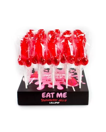 Présentoir de 40 sucettes pénis à la fraise