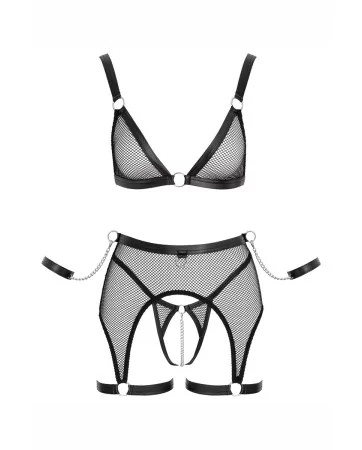 Ensemble Fetish noir en dentelle - Cotelli Bondage