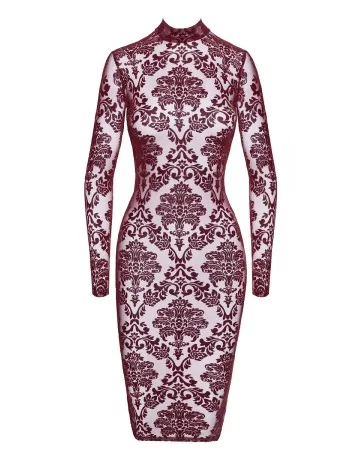 Robe fourreau en tulle floqué Kink Royal F384 - Noir Handmade