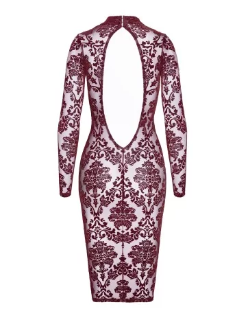 Robe fourreau en tulle floqué Kink Royal F384 - Noir Handmade