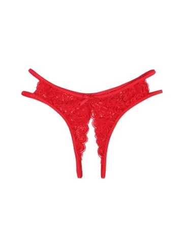 String ouvert dentelle Rouge - Litolu Lingerie