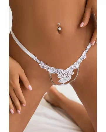 String ouvert floral blanc - Litolu Lingerie String ouvert floral blanc - Litolu Lingerie