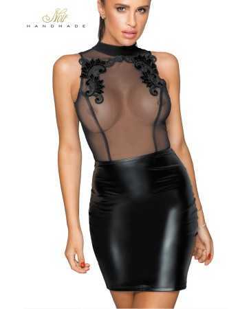 Robe wetlook et broderies F22217569oralove