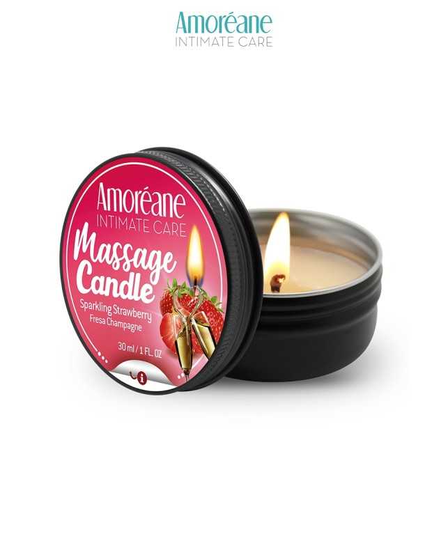 Bougie de massage vin petillant à la fraise - Amoreane17665oralove