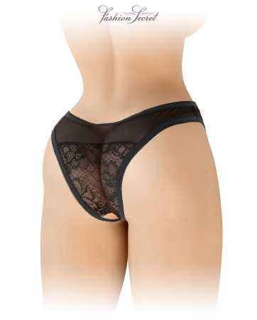 Tanga noir ouvert Ava - Fashion Secret17703oralove